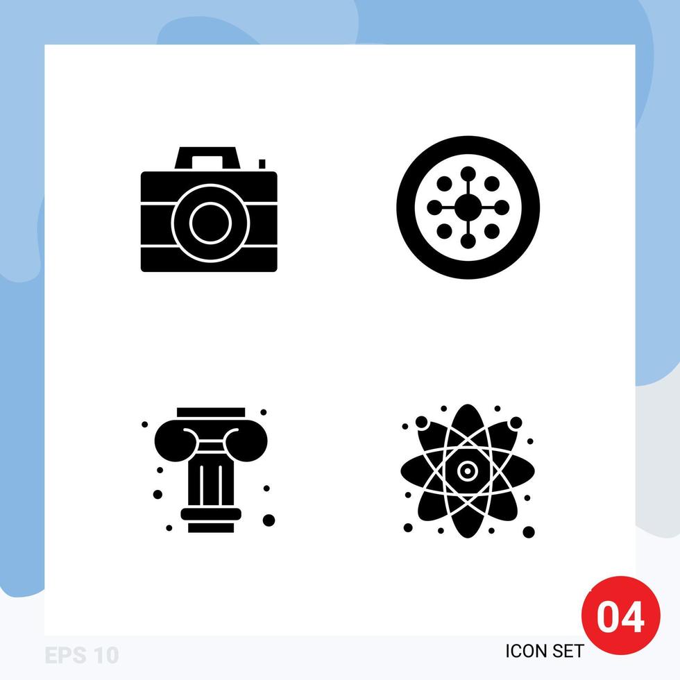 Modern Set of Solid Glyphs Pictograph of camera column technology holiday research Editable Vector Design Elements