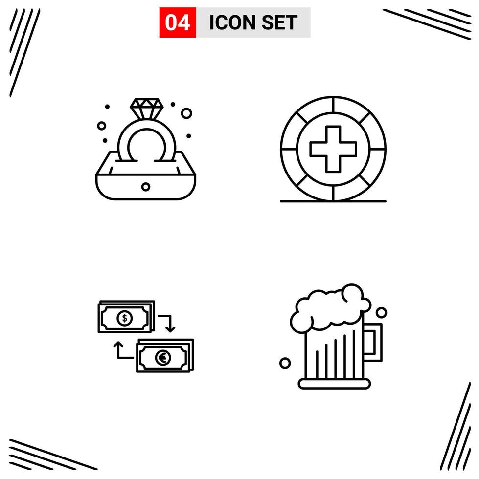 4 Icons Line Style Grid Based Creative Outline Symbols for Website Design Simple Line Icon Signs Isolated on White Background 4 Icon Set Creative Black Icon vector background