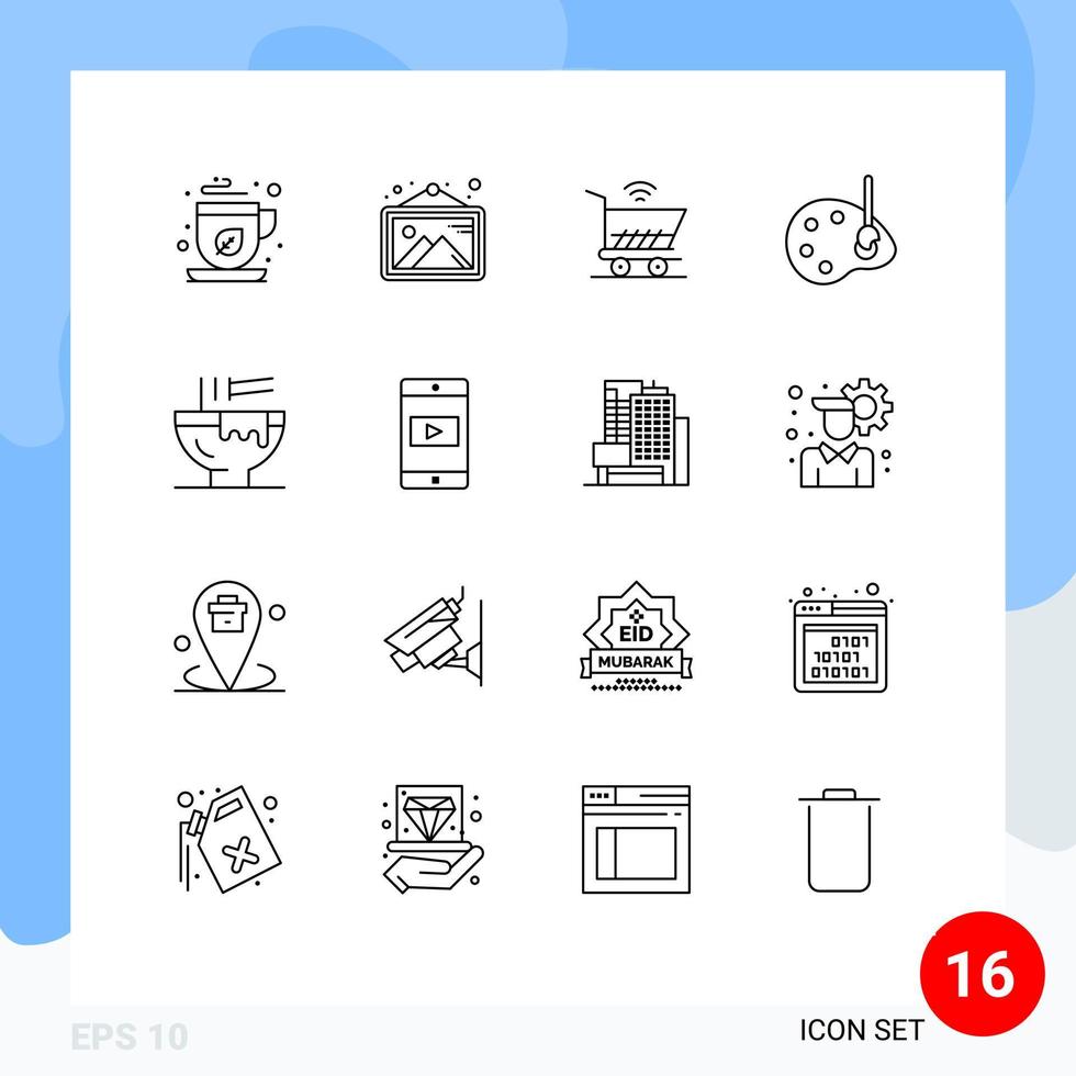 16 Creative Icons Modern Signs and Symbols of drink edit trolly drawing art Editable Vector Design Elements