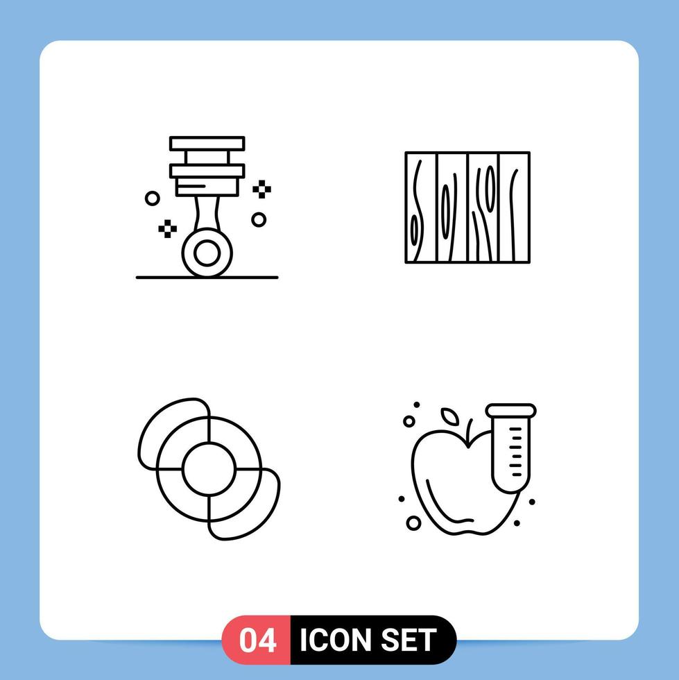 4 Line concept for Websites Mobile and Apps car texture tools interior lifeguard Editable Vector Design Elements