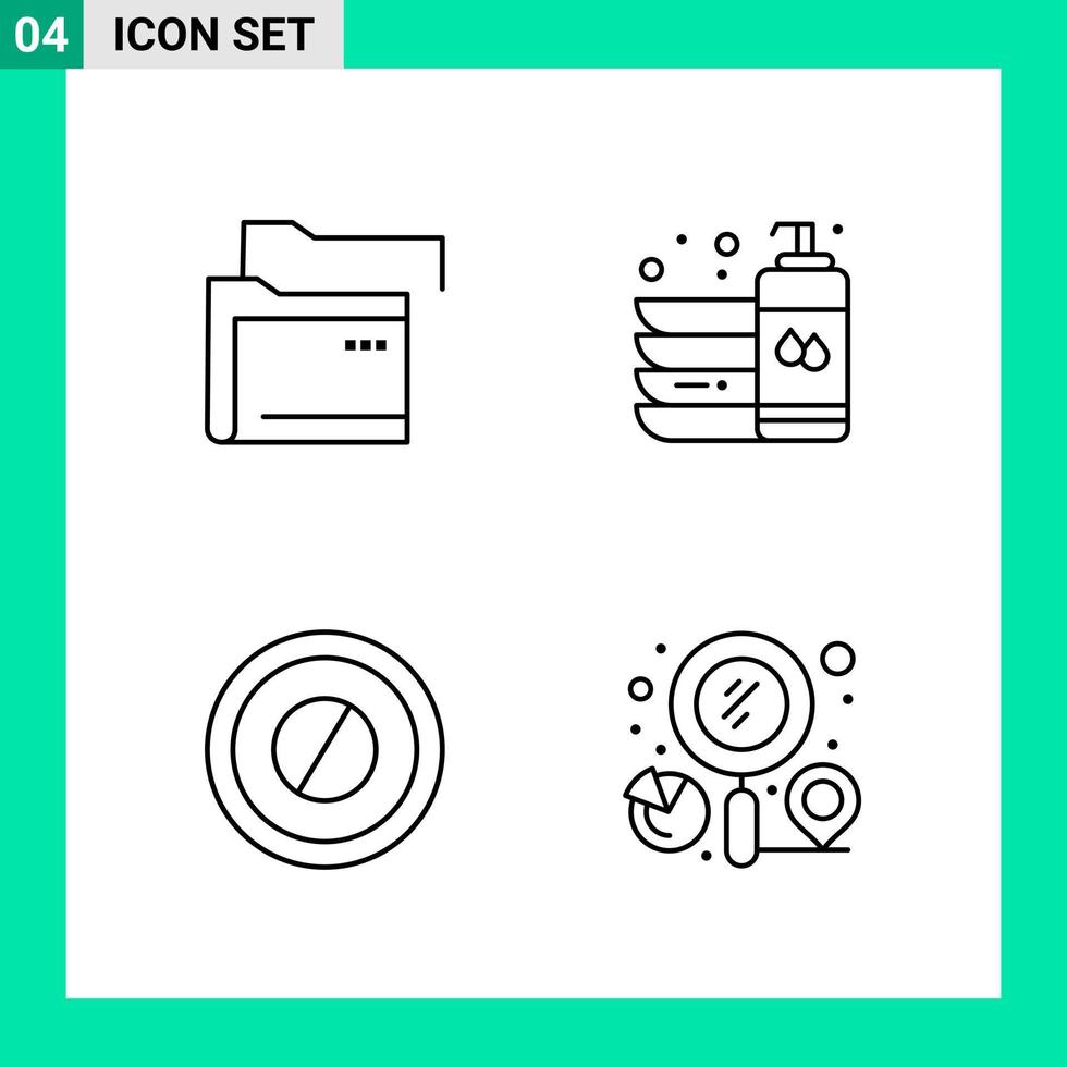 Pack of 4 Line Style Icon Set Outline Symbols for print Creative Signs Isolated on White Background 4 Icon Set Creative Black Icon vector background