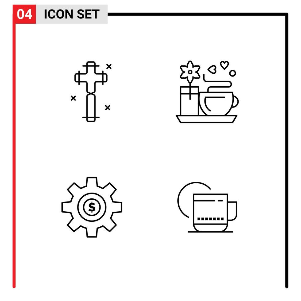 conjunto de pictogramas de 4 colores planos de línea de llenado simple de elementos de diseño de vector editables de servicios calientes de pascua de equipo de celebración