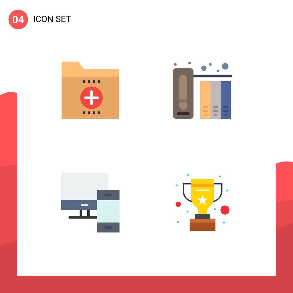 Editable Vector Line Pack of 4 Simple Flat Icons of business computer folder archive mac Editable Vector Design Elements