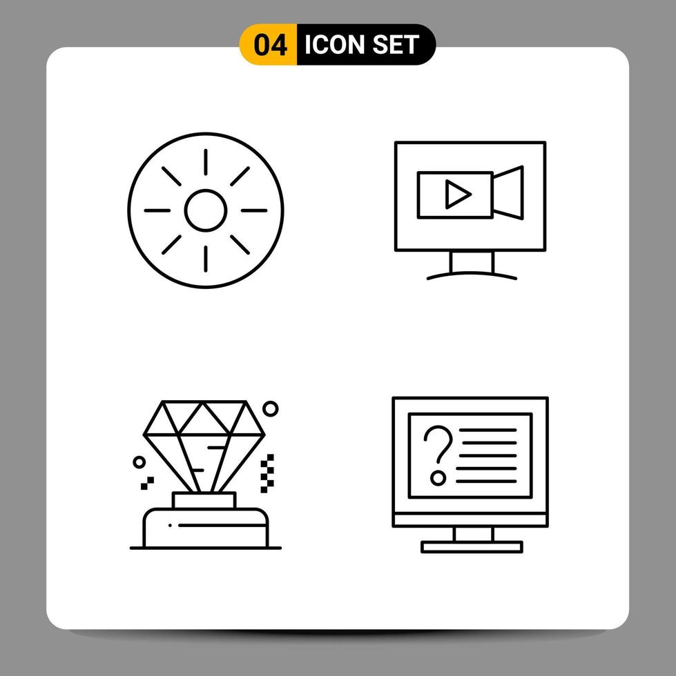 4 Black Icon Pack Outline Symbols Signs for Responsive designs on white background 4 Icons Set Creative Black Icon vector background