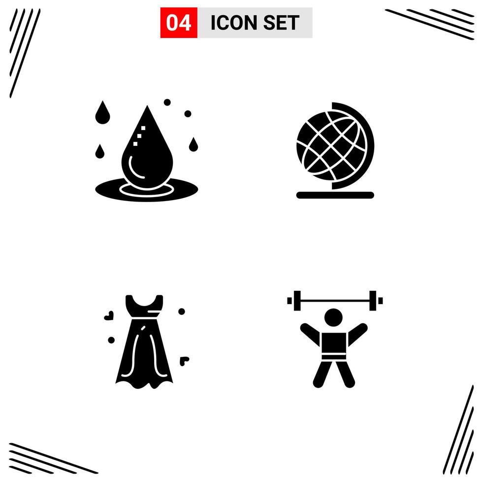 4 Icons Solid Style Grid Based Creative Glyph Symbols for Website Design Simple Solid Icon Signs Isolated on White Background 4 Icon Set Creative Black Icon vector background