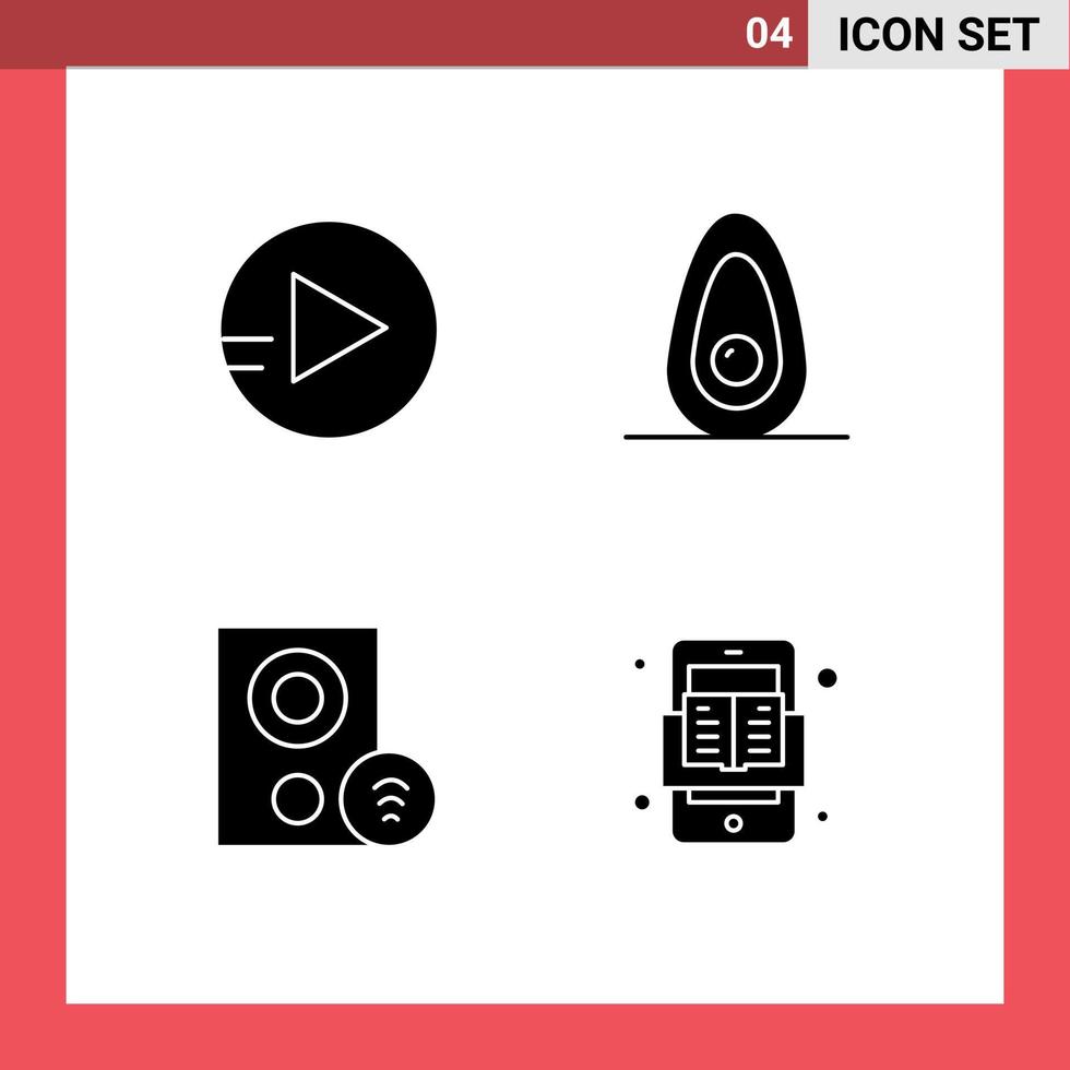 grupo de símbolos de iconos universales de 4 glifos sólidos modernos de dispositivos de alimentos de señales de educación escolar elementos de diseño de vectores editables móviles