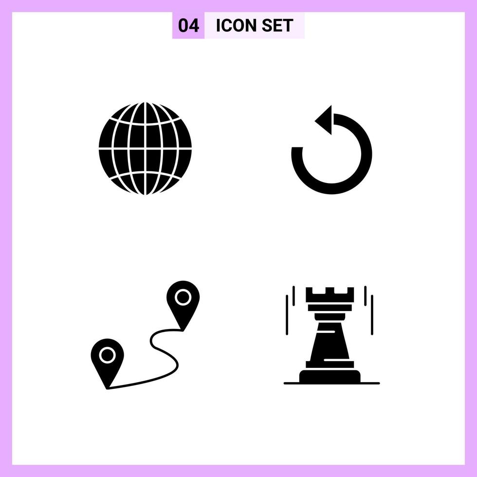 4 Icons in Solid Style Glyph Symbols on White Background Creative Vector Signs for Web mobile and Print Creative Black Icon vector background