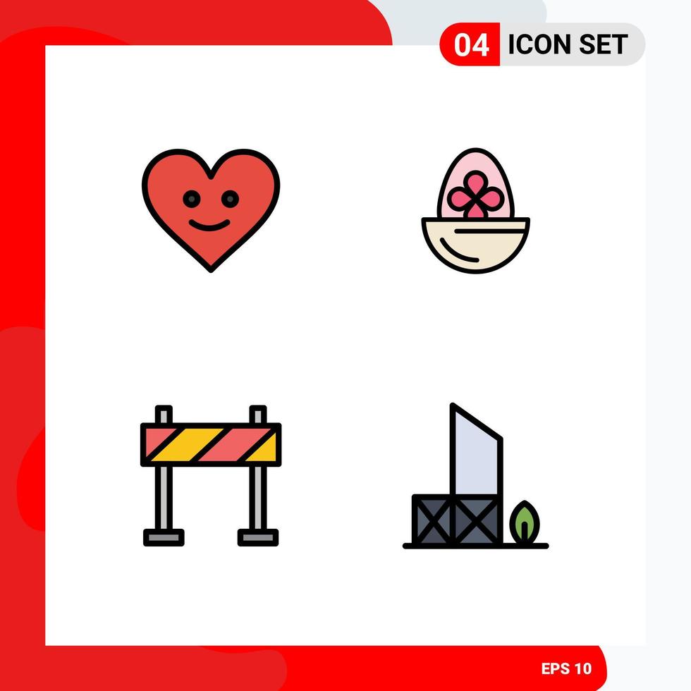 Universal Icon Symbols Group of 4 Modern Filledline Flat Colors of love barrier boiled egg baywatch Editable Vector Design Elements
