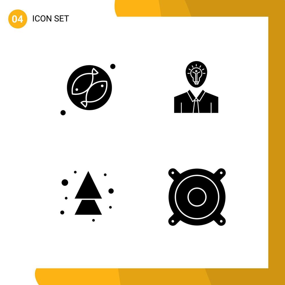 paquete de 4 signos y símbolos de glifos sólidos modernos para medios de impresión web, como flechas de camping, dirección de la luz del hombre, elementos de diseño de vectores editables