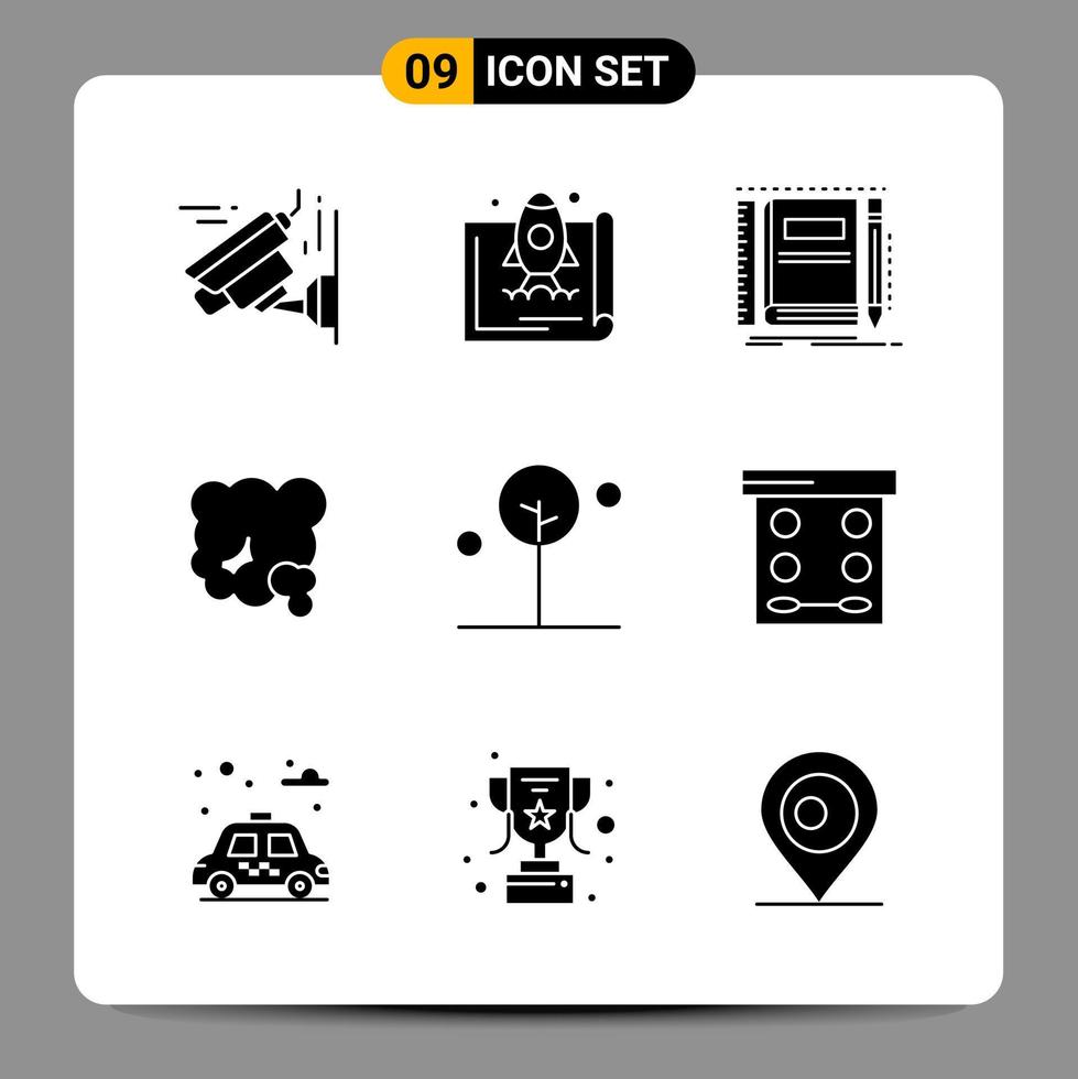 9 símbolos de glifo de paquete de iconos negros signos para diseños receptivos sobre fondo blanco 9 conjunto de iconos fondo de vector de icono negro creativo