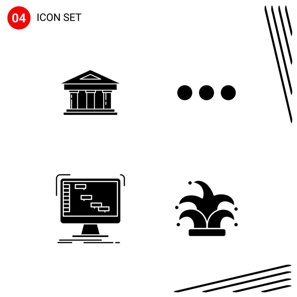 Collection of 4 Vector Icons in solid style Pixle Perfect Glyph Symbols for Web and Mobile Solid Icon Signs on White Background 4 Icons Creative Black Icon vector background