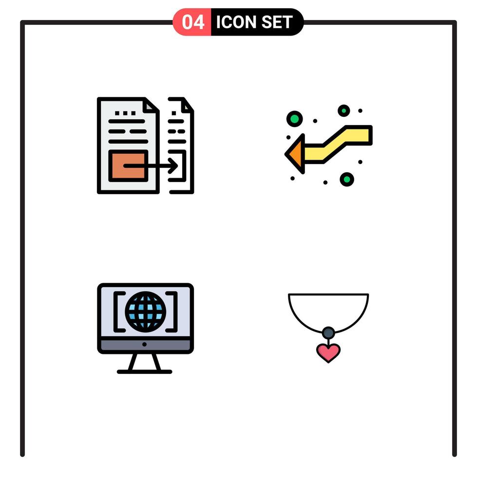 4 Universal Filledline Flat Colors Set for Web and Mobile Applications account computer file intersect world Editable Vector Design Elements
