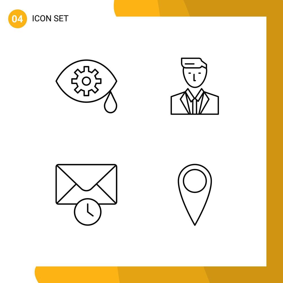 User Interface Pack of 4 Basic Filledline Flat Colors of correction mail boss leader guitar Editable Vector Design Elements