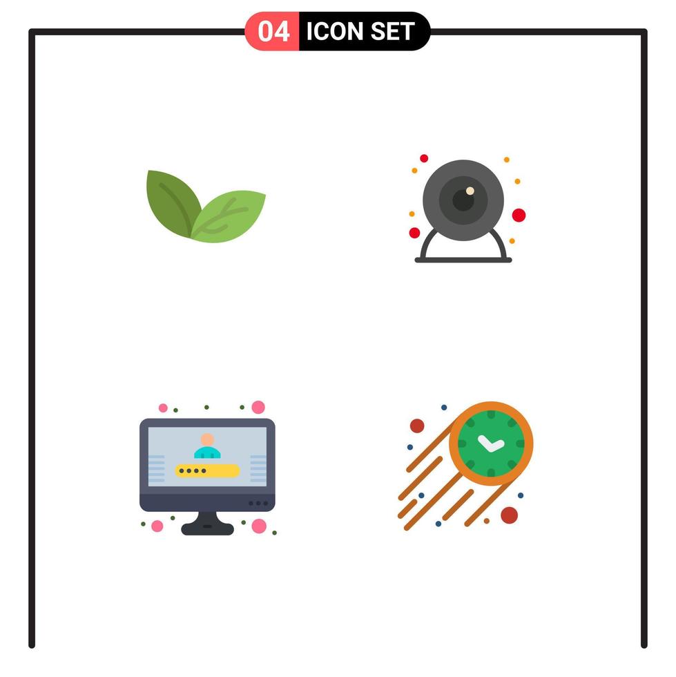 4 concepto de icono plano para sitios web, móviles y aplicaciones, registro de crecimiento, primavera, cámara web, velocidad, elementos de diseño vectorial editables vector