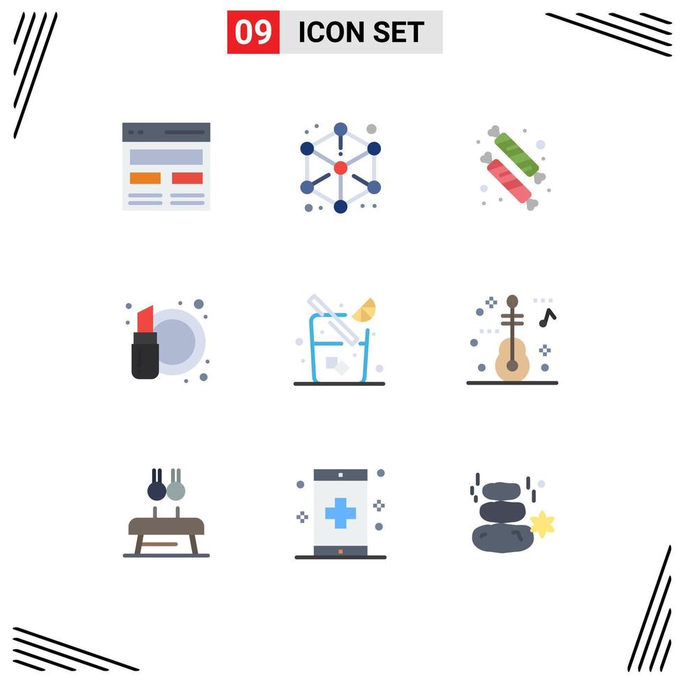 Set of 9 Modern UI Icons Symbols Signs for fashion cosmetic design beauty dessert Editable Vector Design Elements