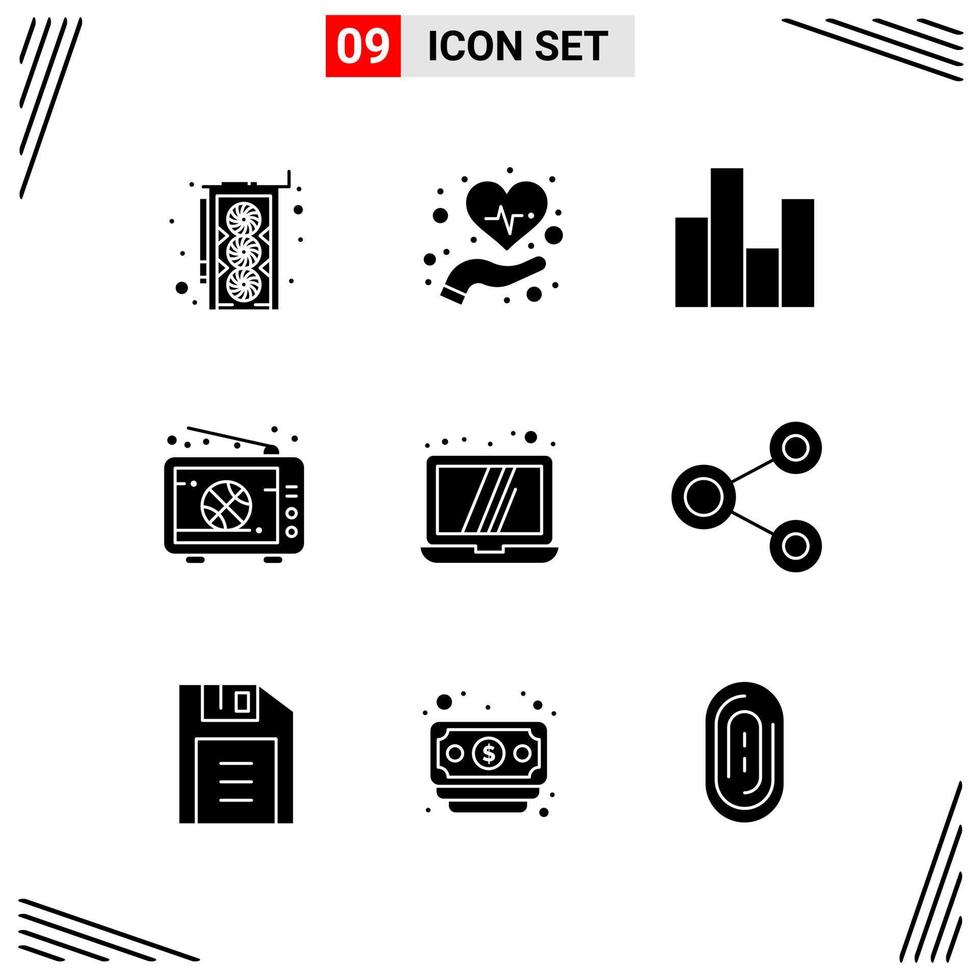 9 Icons Solid Style Grid Based Creative Glyph Symbols for Website Design Simple Solid Icon Signs Isolated on White Background 9 Icon Set Creative Black Icon vector background