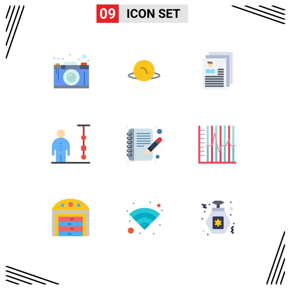 Modern Set of 9 Flat Colors Pictograph of people corporate administration account chart profile Editable Vector Design Elements
