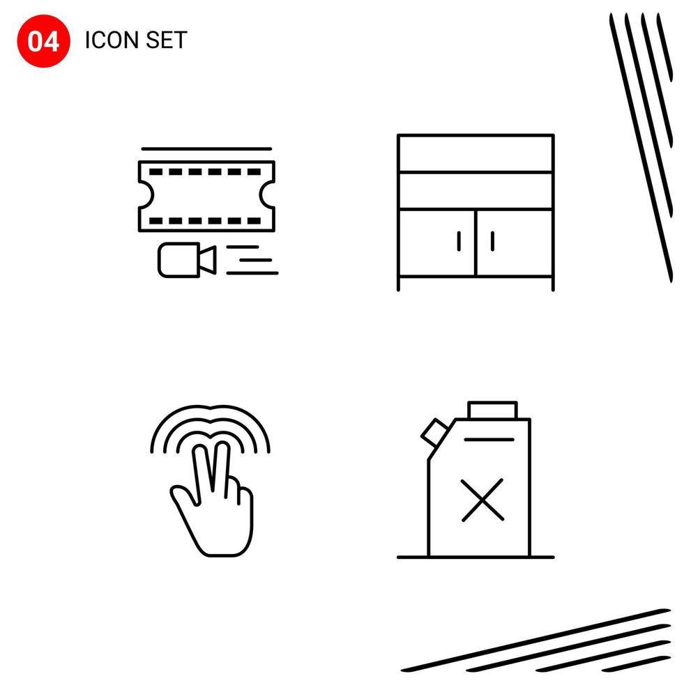 Collection of 4 Vector Icons in Line style Pixle Perfect Outline Symbols for Web and Mobile Line Icon Signs on White Background 4 Icons Creative Black Icon vector background