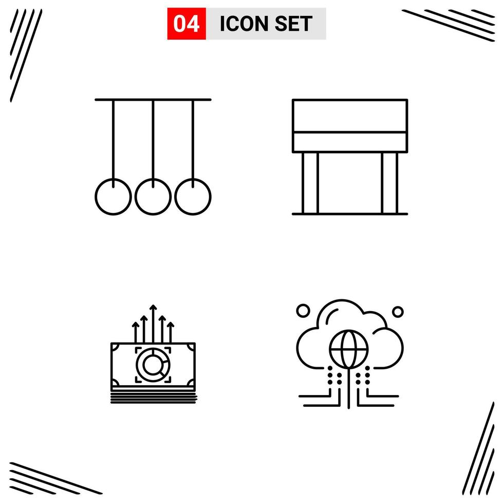 4 Icons Line Style Grid Based Creative Outline Symbols for Website Design Simple Line Icon Signs Isolated on White Background 4 Icon Set Creative Black Icon vector background