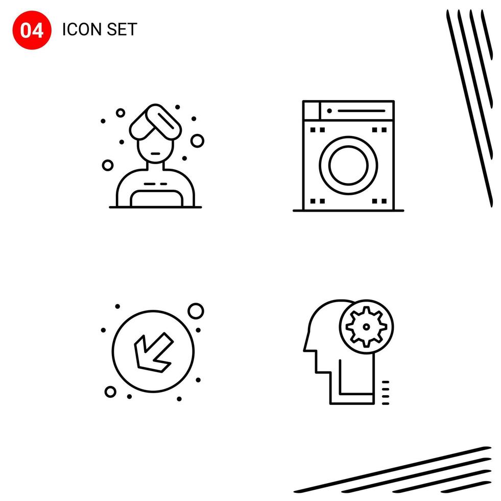 Collection of 4 Vector Icons in Line style Pixle Perfect Outline Symbols for Web and Mobile Line Icon Signs on White Background 4 Icons Creative Black Icon vector background