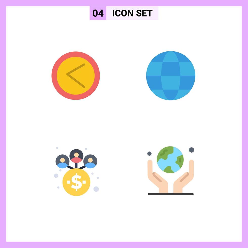 Modern Set of 4 Flat Icons Pictograph of arrow management user globe environment Editable Vector Design Elements
