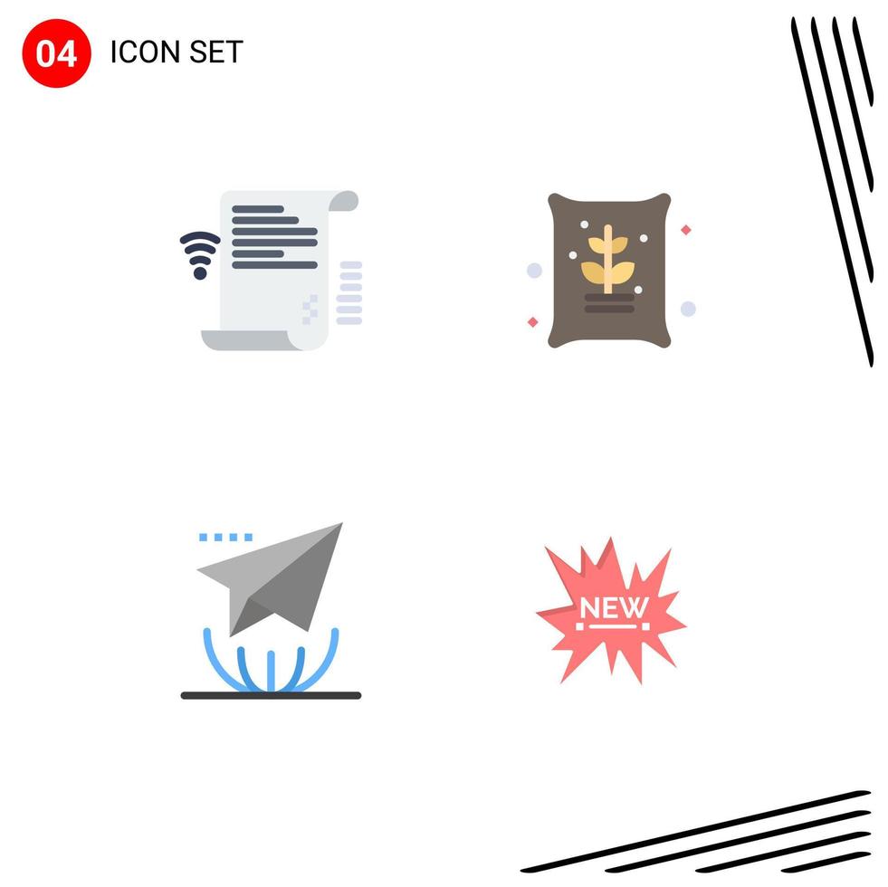 4 Flat Icon concept for Websites Mobile and Apps data email wifi farm letter Editable Vector Design Elements