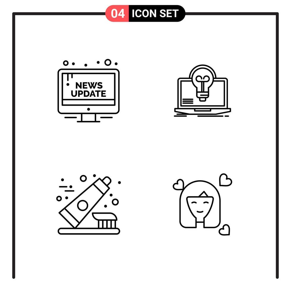 Set of 4 Line Style Icons for web and mobile Outline Symbols for print Line Icon Signs Isolated on White Background 4 Icon Set Creative Black Icon vector background