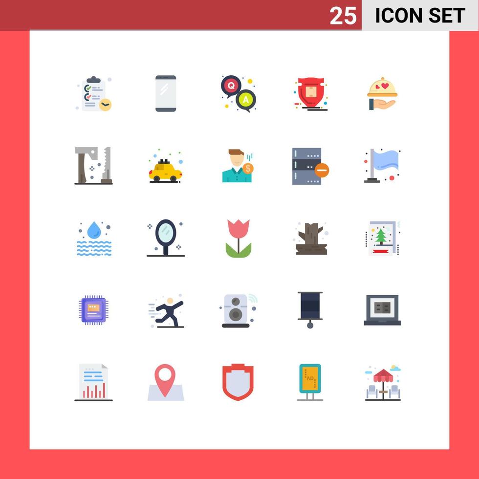 Pack of 25 Modern Flat Colors Signs and Symbols for Web Print Media such as dish shield iphone protection survey Editable Vector Design Elements