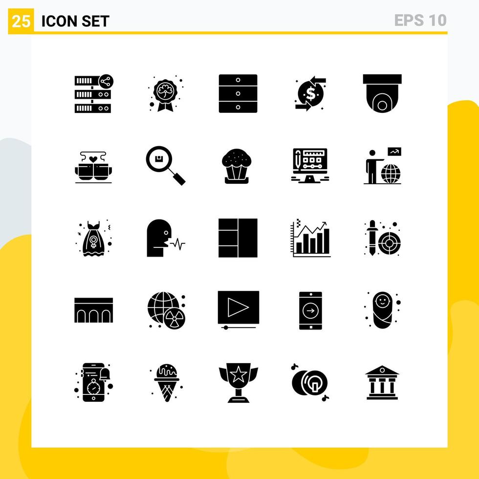 Modern Set of 25 Solid Glyphs and symbols such as investment chargeback saint back home appliances Editable Vector Design Elements