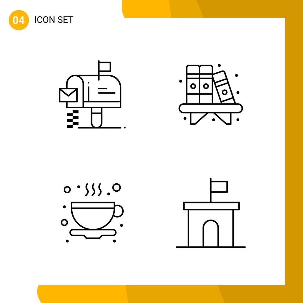 4 Icon Set Line Style Icon Pack Outline Symbols isolated on White Backgound for Responsive Website Designing Creative Black Icon vector background