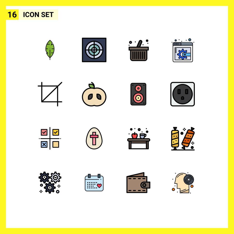 paquete de iconos de vector de stock de 16 signos y símbolos de línea para elementos de diseño de vector creativo editable de pantalla de herramienta de compra de manzana de fruta