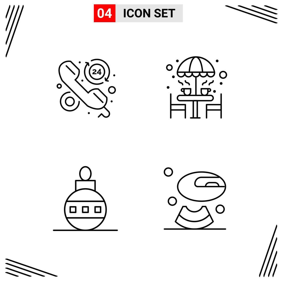 4 Icons Line Style Grid Based Creative Outline Symbols for Website Design Simple Line Icon Signs Isolated on White Background 4 Icon Set Creative Black Icon vector background
