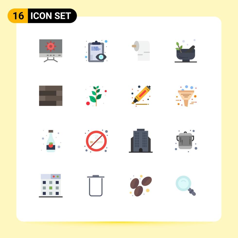 Universal Icon Symbols Group of 16 Modern Flat Colors of branch protect paper lock pad bowl Editable Pack of Creative Vector Design Elements