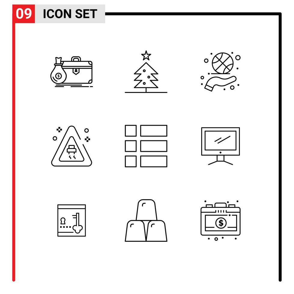 9 Thematic Vector Outlines and Editable Symbols of frame accidents basketball spinning road sport Editable Vector Design Elements