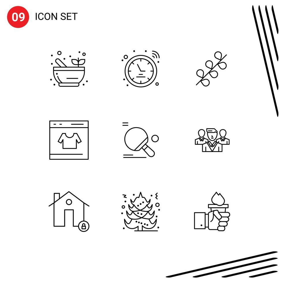 9 Universal Outlines Set for Web and Mobile Applications sport shopping easter shop credit Editable Vector Design Elements