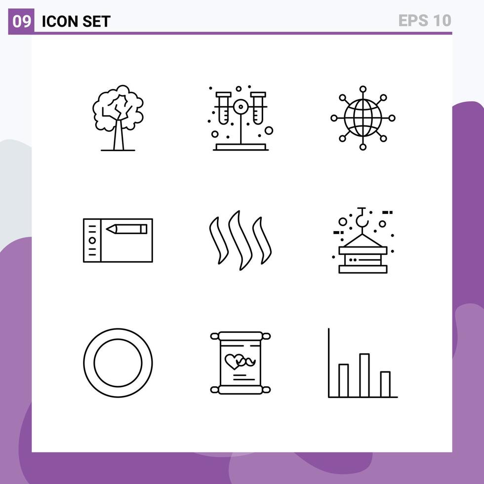 Outline Pack of 9 Universal Symbols of crypto steem world tablet draw Editable Vector Design Elements