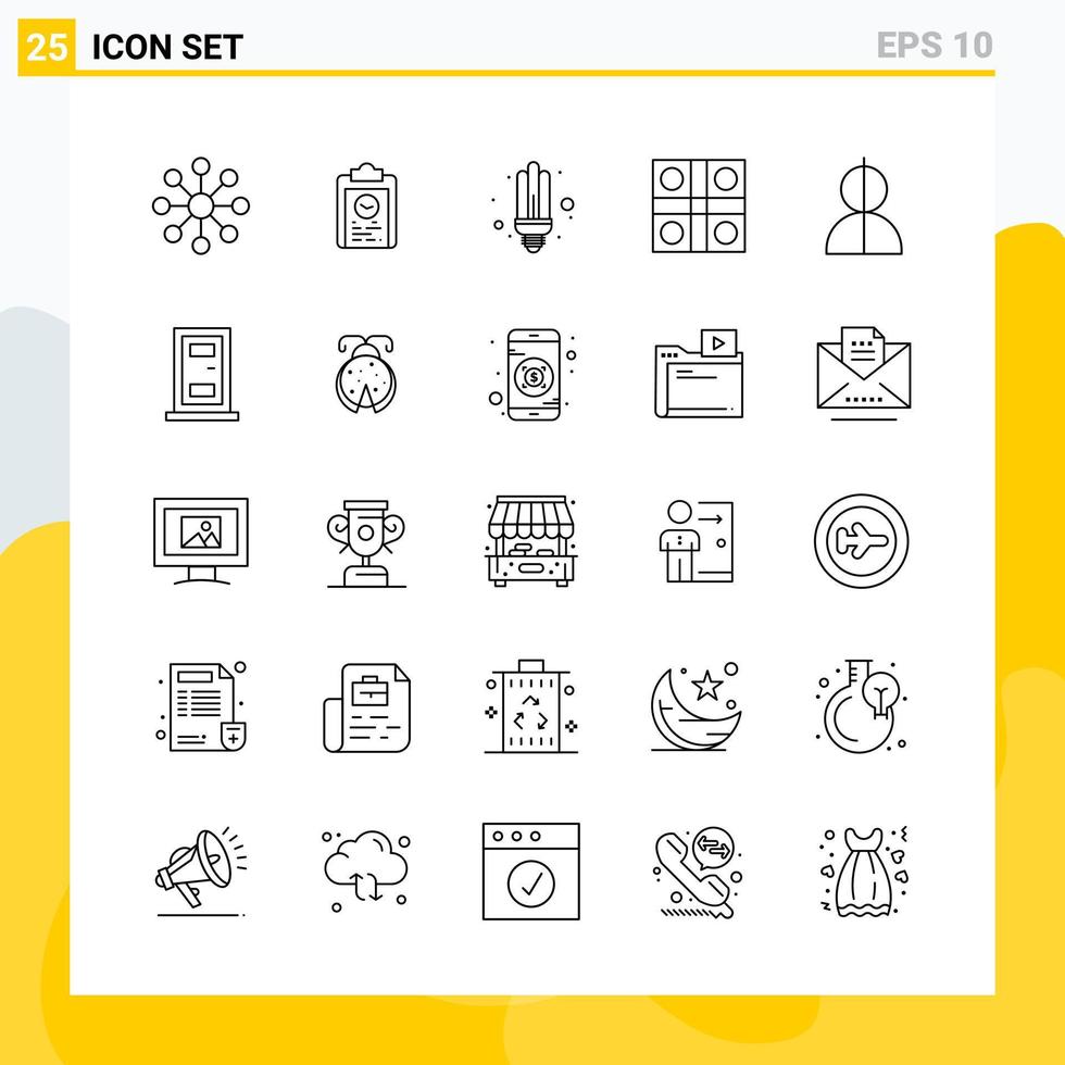 Collection of 25 Universal Line Icons Icon Set for Web and Mobile Creative Black Icon vector background