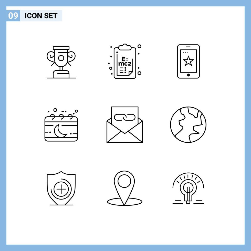 Pictogram Set of 9 Simple Outlines of contact moon phone month chinese Editable Vector Design Elements