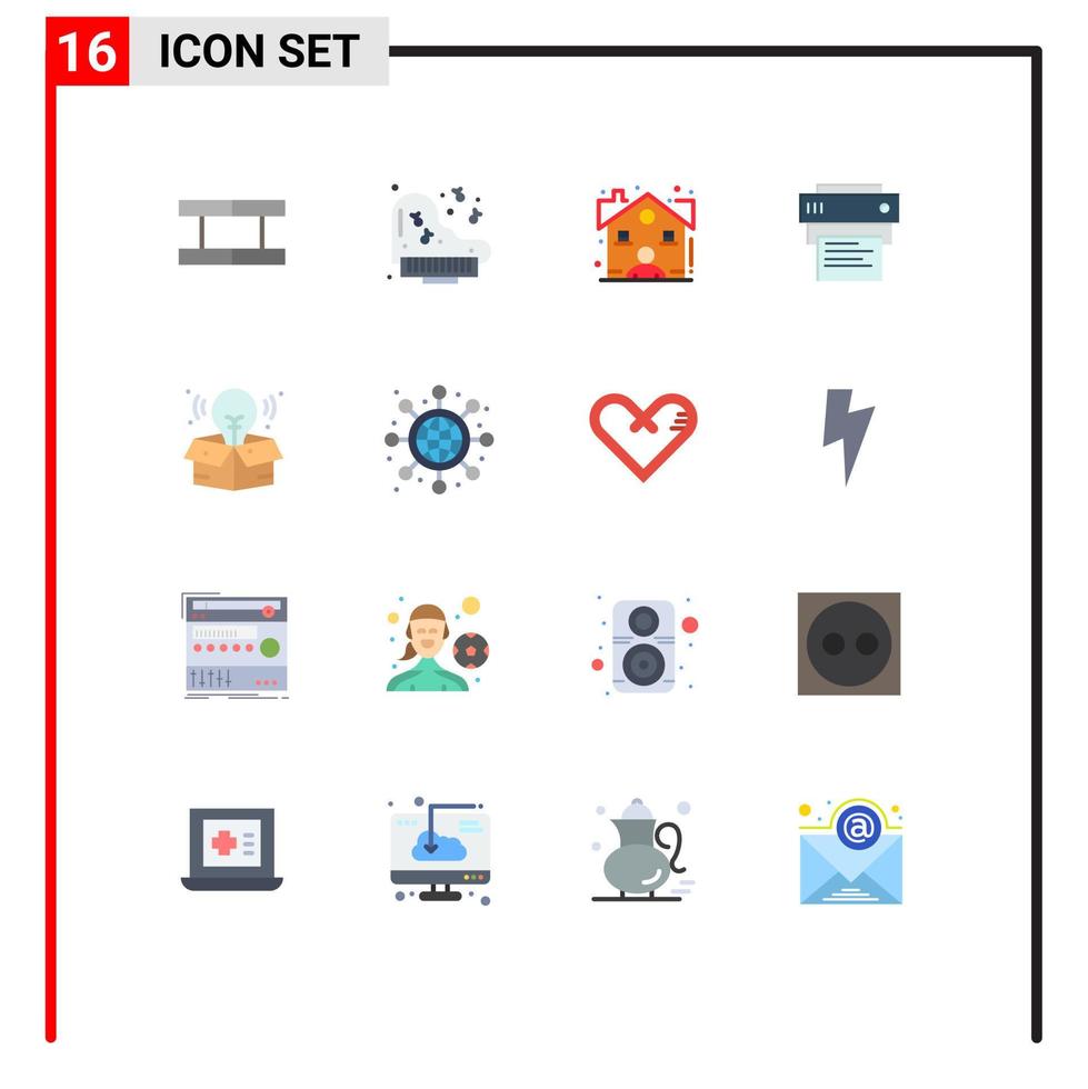 grupo de 16 signos y símbolos de colores planos para el proceso global impresión creativa real paquete editable de elementos de diseño de vectores creativos