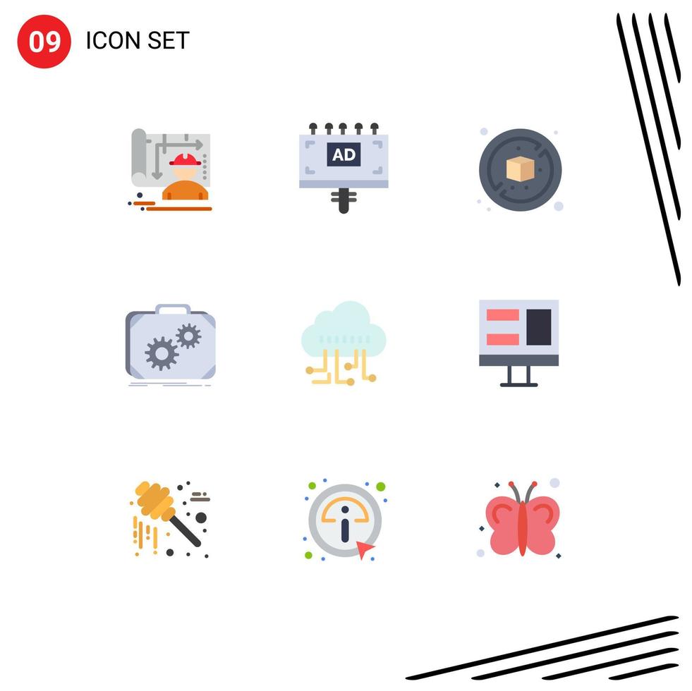 Universal Icon Symbols Group of 9 Modern Flat Colors of manage work no progress case Editable Vector Design Elements