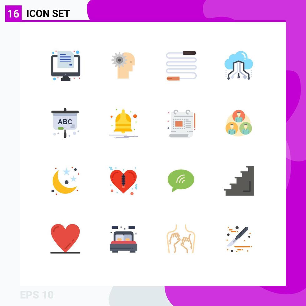 Pictogram Set of 16 Simple Flat Colors of share cloud mechanism sports jump Editable Pack of Creative Vector Design Elements