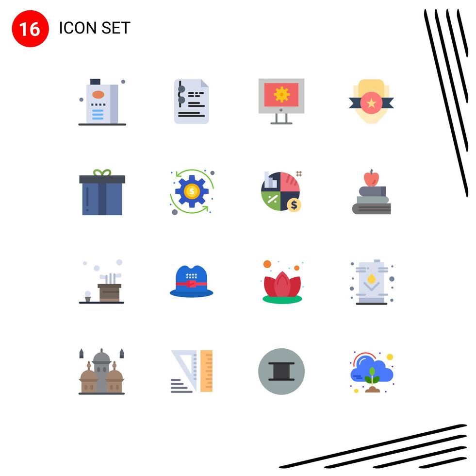 16 Thematic Vector Flat Colors and Editable Symbols of sport emblem education club web maintenance Editable Pack of Creative Vector Design Elements