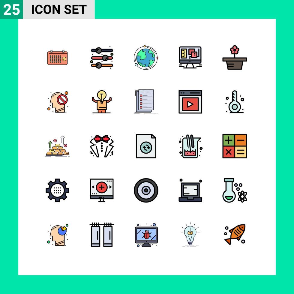 25 Universal Filled line Flat Colors Set for Web and Mobile Applications web design toggle switch computer geography Editable Vector Design Elements