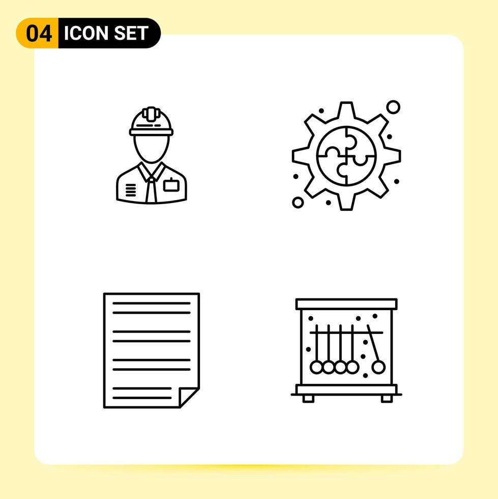 4 Creative Icons for Modern website design and responsive mobile apps 4 Outline Symbols Signs on White Background 4 Icon Pack Creative Black Icon vector background