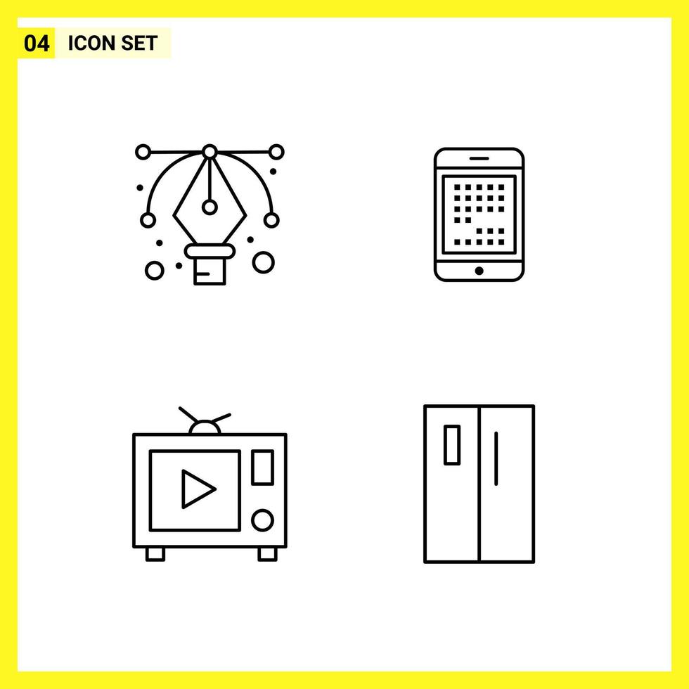 4 Icon Set Simple Line Symbols Outline Sign on White Background for Website Design Mobile Applications and Print Media Creative Black Icon vector background
