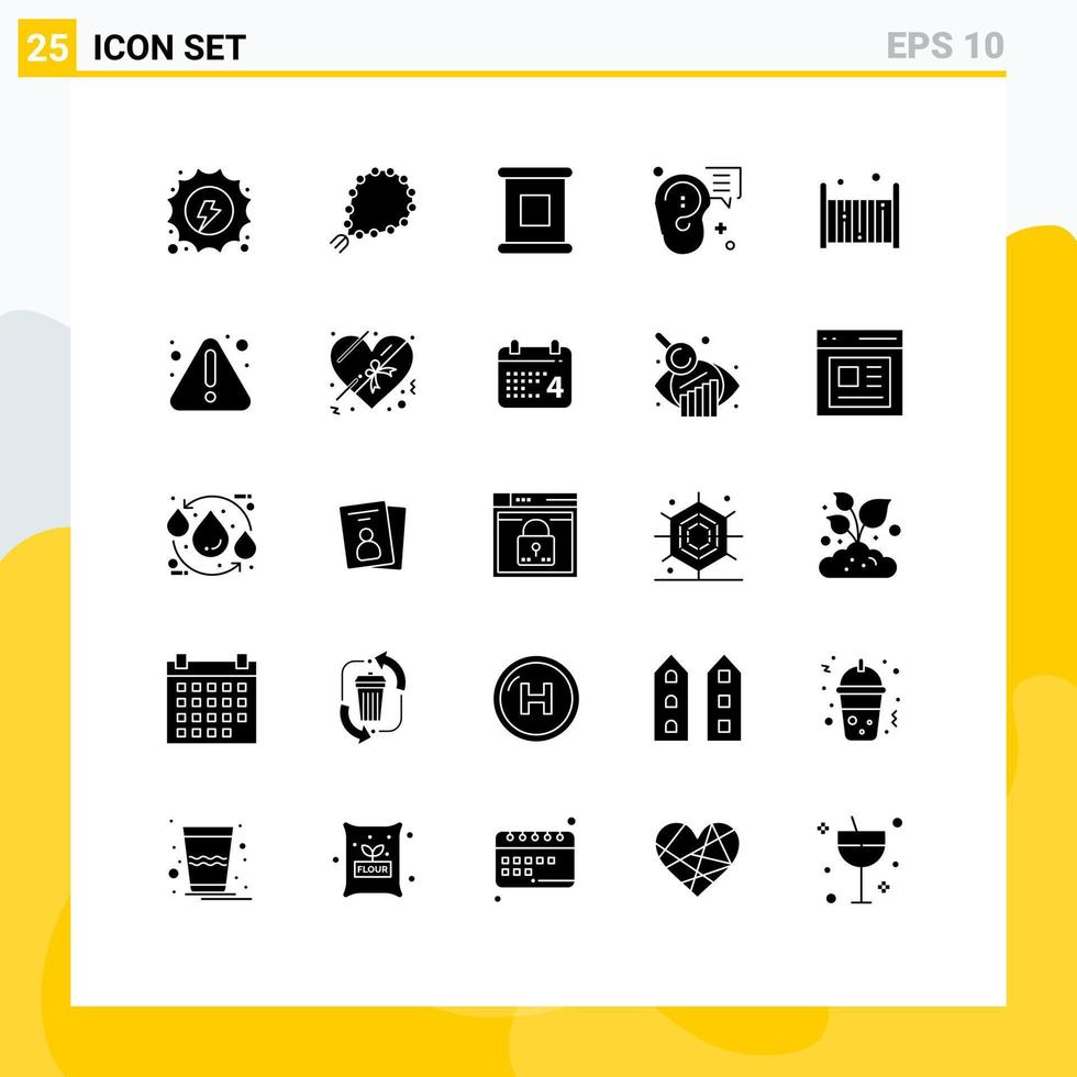 Pack of 25 creative Solid Glyphs of bed marketing muslim ear buzz Editable Vector Design Elements
