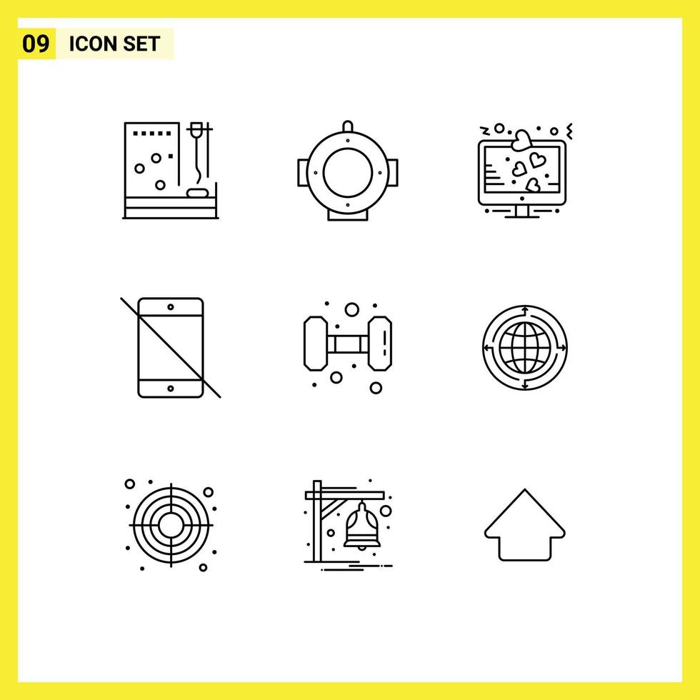 9 Creative Icons Modern Signs and Symbols of phone hardware display devices love sign Editable Vector Design Elements