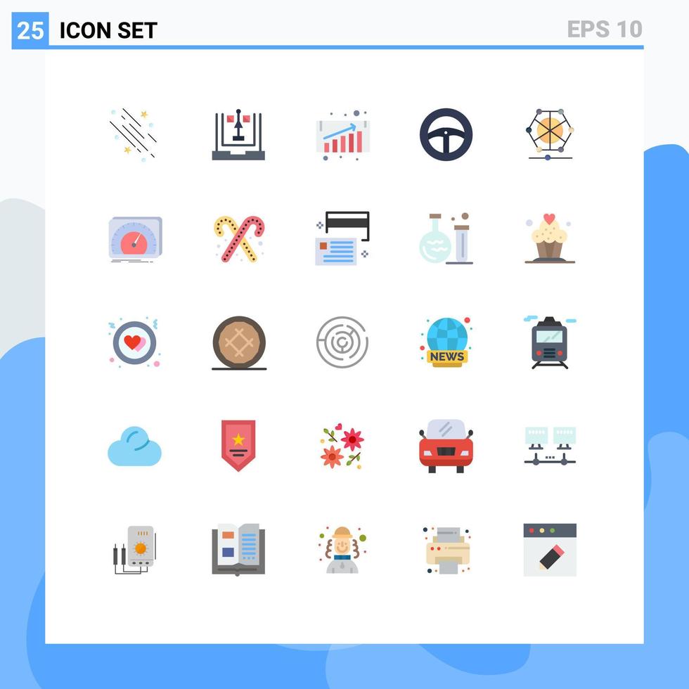 25 iconos creativos, signos y símbolos modernos de aprendizaje, diagrama de flujo de ruedas, dirección de ventas, elementos de diseño vectorial editables vector