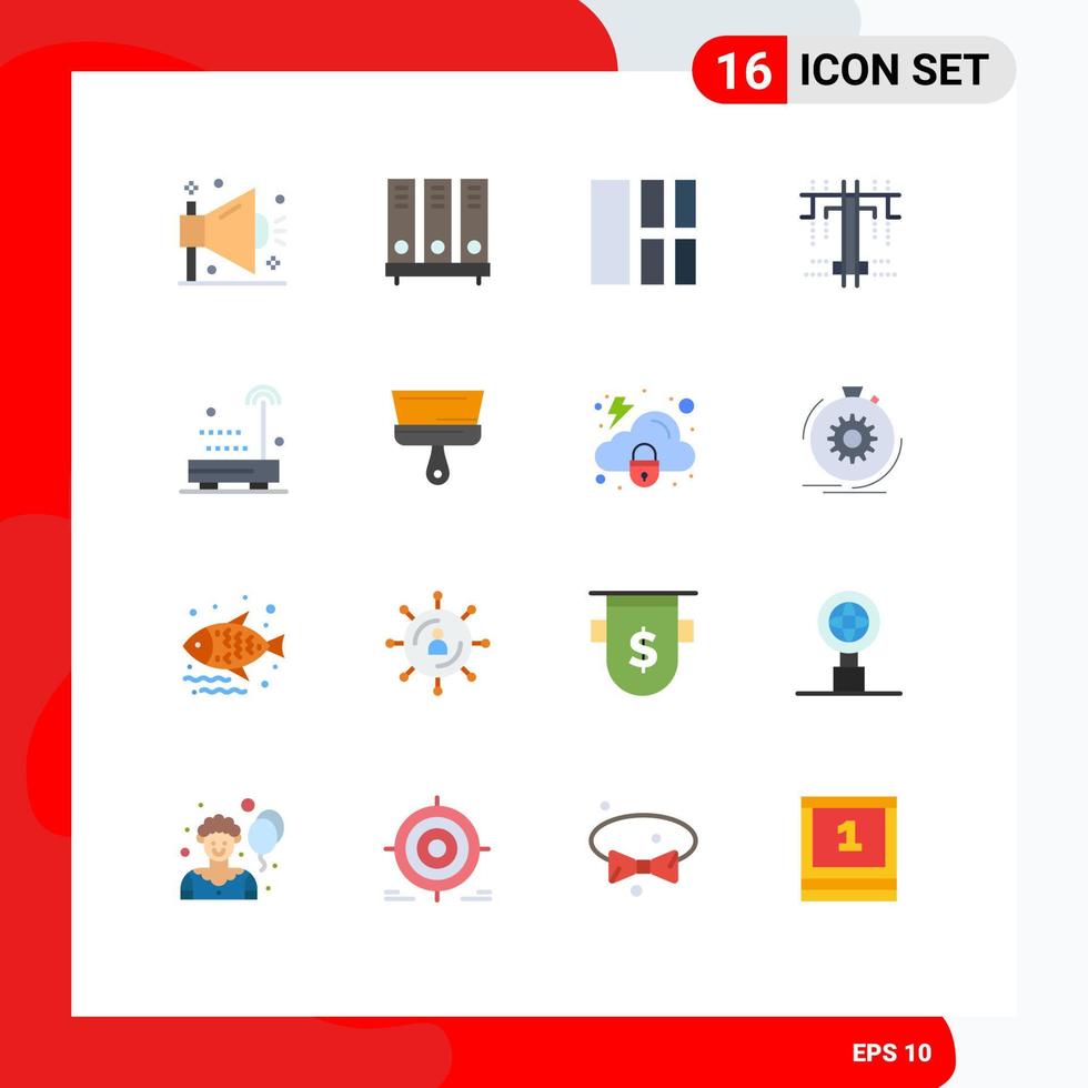 Set of 16 Vector Flat Colors on Grid for devices process document creative interface Editable Pack of Creative Vector Design Elements