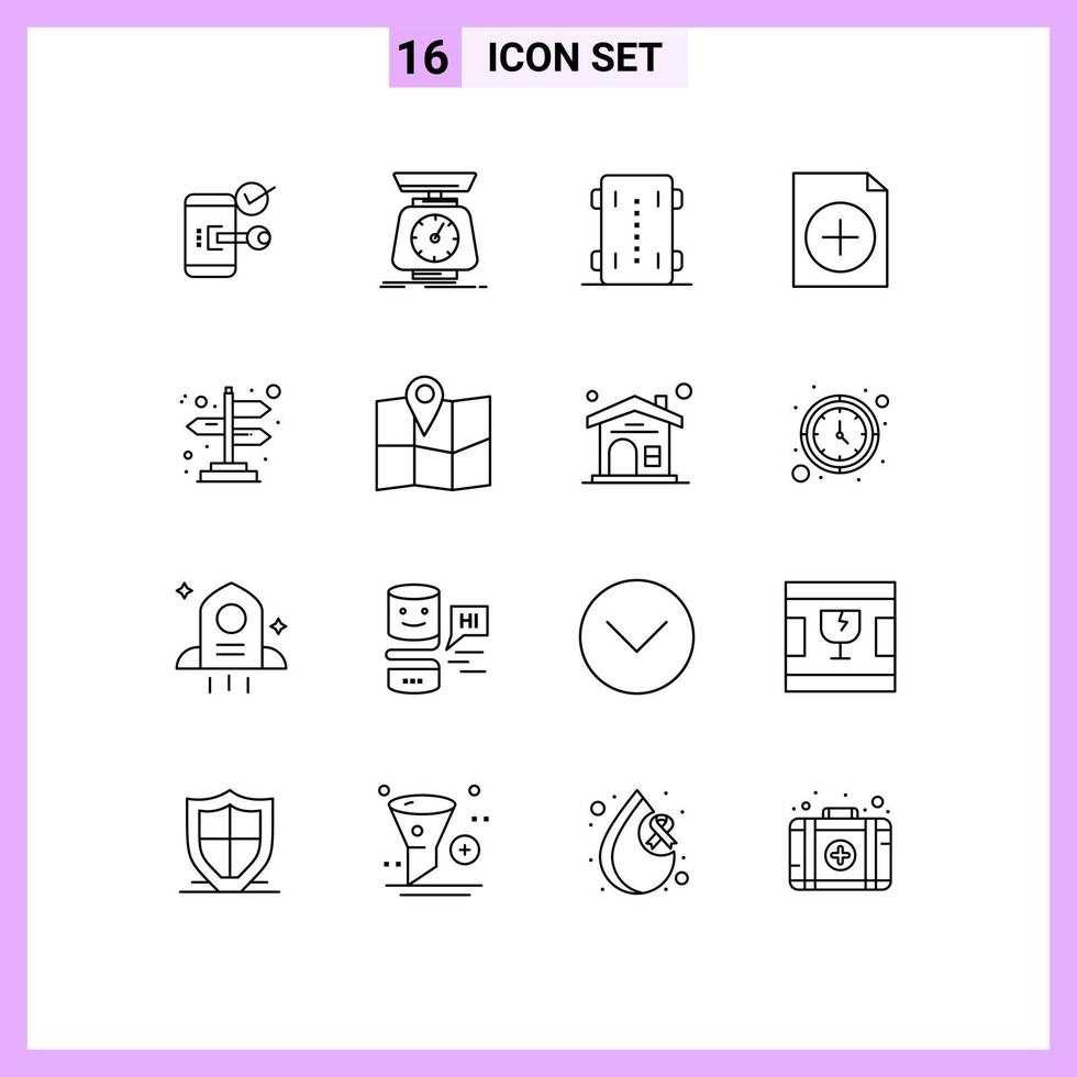 16 Universal Outline Signs Symbols of document skateboard scale wheels skate skateboard Editable Vector Design Elements